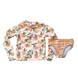 RuffleButts Orange You the Sweetest Long Sleeve Rashguard Shirt & Bottoms Size 5